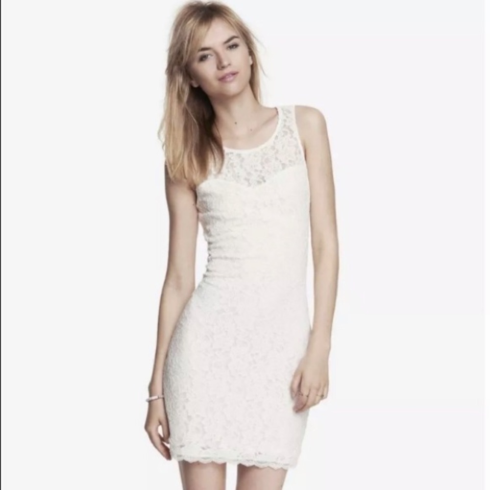 Express | ivory lace open back dress